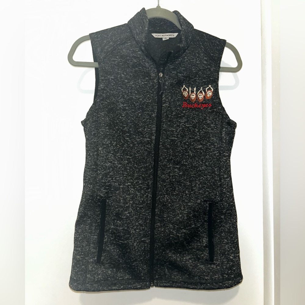 Port Authority Women's Ohio Staye Black Full-Zip Vest - Buckeyes Embroidered Med